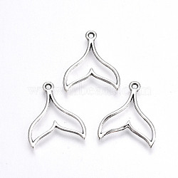Tibetan Style Alloy Pendants, Lead Free & Cadmium Free, Fishtail, Antique Silver, 20x17x1mm, Hole: 1.4mm, about 1160pcs/500g(TIBE-S323-086AS-RS)