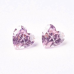 Cubic Zirconia Pointed Back Cabochons, Heart, Faceted, Pearl Pink, 5x5x3mm(ZIRC-WH0001-C04)