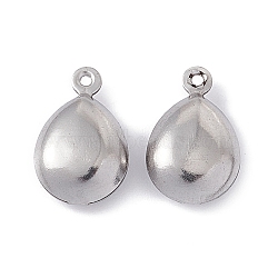 304 Stainless Steel Pendants, Teardrop Charms, Stainless Steel Color, 15x9.5x5mm, Hole: 1mm(STAS-G291-21P)