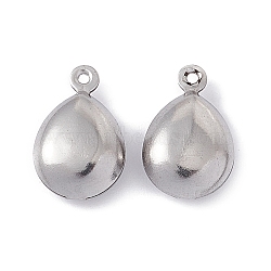 Non-Tarnish 304 Stainless Steel Pendants, Teardrop Charms, Stainless Steel Color, 15x9.5x5mm, Hole: 1mm(STAS-G291-21P)