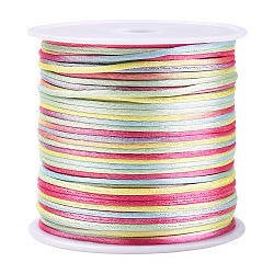 Segment Dyed Nylon Thread Cord, Rattail Satin Cord, for DIY Jewelry Making, Chinese Knot, Colorful, 1mm(NWIR-A008-01L)