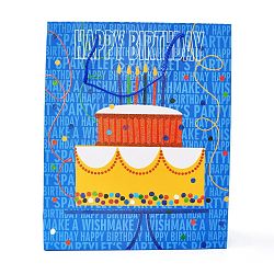 Birthday Theme Rectangle Paper Bags, with Handles, for Gift Bags and Shopping Bags, Cake Pattern, 26x10x32cm(CARB-E004-03D)