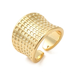 Tartan Brass Wide Open Cuff Rings for Women, Golden, 18mm, Adjustable(RJEW-A046-11G)