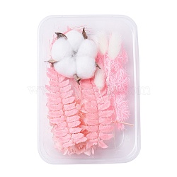 Dried Flowers, DIY Candle Soap Making Accessories, with Plastic Rectangle Box, Pink, 7.4~15x1.2~8cm(DIY-D052-15)
