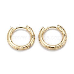 Sparkling Cubic Zirconia Huggie Hoop Earrings for Girl Women, Lead Free & Nickel Free & Cadmium Free, Brass Micro Pave Cubic Zirconia Earrings, Real 18K Gold Plated, 10 Gauge(2.5mm), 14x16x2.5mm, Pin: 0.8mm(EJEW-H126-15G)