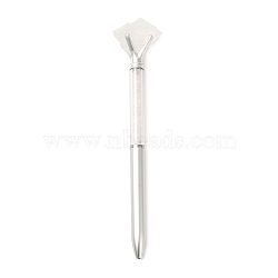 Raw Natural Quartz Crystal Chip on Top Ball-Point Pen, Iron Ball-Point Pen, Office School Supplies, 164~173x20.5~33x19.5~27mm(AJEW-G063-01B)