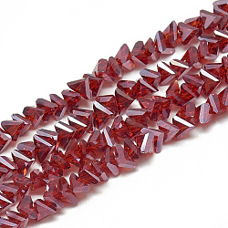 Electroplate Glass Beads Strands, Faceted Triangle, FireBrick, 6x5x4mm, Hole: 1.2mm, about 100pcs/strand, 12.99 inch(EGLA-Q103-A03)