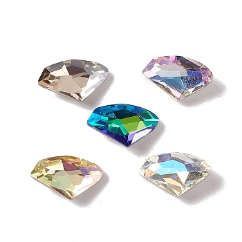 Glass Rhinestone Cabochons, Pointed Back & Back Plated, Triangle, Mixed Color, 9x14x4mm