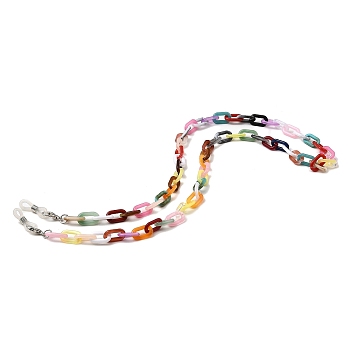 Eyeglasses Chains, Acrylic Cable Chains Neck Strap Mask Lanyard, with Alloy Lobster Claw Clasps and Rubber Loop Ends, Colorful, 660~670mm