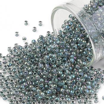 TOHO Round Seed Beads, Japanese Seed Beads, (773) Inside Color AB Crystal/Montana Blue Lined, 11/0, 2.2mm, Hole: 0.8mm, about 1110pcs/bottle, 10g/bottle