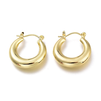 Brass Hoop Earrings, Long-Lasting Plated, Ring, Real 18K Gold Plated, 23x21.5x5.7mm, Pin: 0.7mm