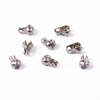 304 Stainless Steel Smooth Surface Bead Tips, Calotte Ends, Clamshell Knot Cover, Stainless Steel Color, 6x4x2.5mm, Hole: 1mm, Inner Diameter: 2mm