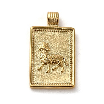 304 Stainless Steel Pendants, Rectangle with Constellations, Real 14K Gold Plated, Taurus, 25x14x2mm, Hole: 2mm