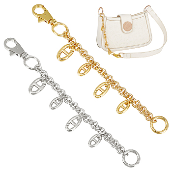 WADORN 2Pcs 2 Colors Brass Cable Chain Purse Strap Extenders, with Mariner Link Charm & Alloy Swivel Clasps, for Bag Replacement Accessories, Mixed Color, 21.5cm, 1pc/color