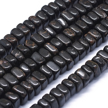 Natural Obsidian Beads Strands, Square Heishi Beads, 7~8x7~8x4mm, Hole: 0.8mm, about 95pcs/strand, 15.7 inch(40cm)