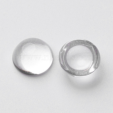 10MM Half Round Flat Back Clear Glass Cabochons(X-GGLA-G002)-2