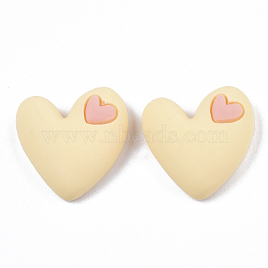 Champagne Yellow Heart Resin Cabochons