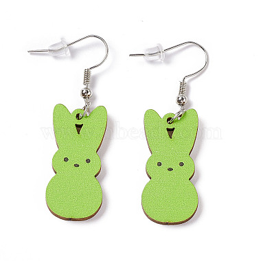 Rabbit Wooden Dangle Earrings(EJEW-D189-01B)-2