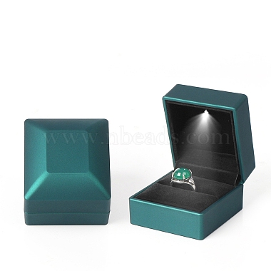 Teal Rectangle Plastic Ring Box