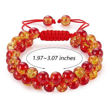 bracelet de perles tressées en verre rond étincelant(BJEW-SW00082-18)-2