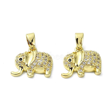 Real 18K Gold Plated Clear Elephant Brass+Cubic Zirconia Pendants