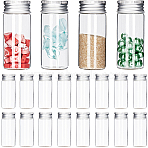 24Pcs Clear Glass Bottles Bead Containers, Screw Top Bead Storage Tubes with Aluminum Cap, Column, Silver, 3x7cm, Capacity: 30ml(1.01fl. oz)(CON-SC0001-09A)