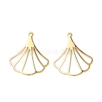 Brass Pendants, Hollow Charms, Nickel Free, Real 18K Gold Plated, Leaf, 24x20x1mm, Hole: 1.2mm(X-KK-Z136-65G-01)
