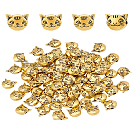 80Pcs Tibetan Style Alloy Kitten Beads, Cat Head, Lead Free & Cadmium Free, Antique Golden, 8x8x5mm, Hole: 2mm(FIND-LP0002-26)