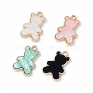 Opaque Resin Pendants, Bear Charms, with Light Gold Tone Alloy Findings, Mixed Color, 20.5x14x2.5mm, Hole: 2mm(X-PALLOY-P287-07LG)