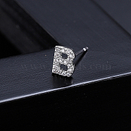 Platinum Brass Micro Pave Cubic Zirconia Stud Earrings, Initial Letter, Letter B, No Size(XI6969-2)