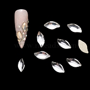 Flat Back Glass Rhinestone Cabochons, Nail Art Decoration Accessories, Faceted, Eye, Crystal, 8x4x2mm, 20pcs/bag(MRMJ-Q072-32A)