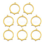 PVD Vacuum Plating 201 Stainless Steel Chandelier Components Links, Laser Cut, Ring, Golden, 29.5x24.5x1mm, Hole: 1x1.6mm(STAS-Q243-LM146-2)