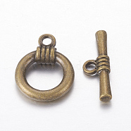 Tibetan Style Toggle Clasp, Zinc Alloy Toggle Clasp, Lead Free, Cadmium Free and Nickel Free, Antique Bronze, Ring: 18x13.8x2.5mm, Bar: 19x6x2.8mm, Hole: 2mm(X-MLF1220Y-NF)