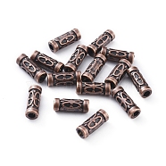 Tibetan Style Beads, Zinc Alloy, Lead Free & Nickel Free & Cadmium Free, Tube, Red Copper Color, 13x5mm, Hole: 2.5mm(X-RLF0843Y-NF)
