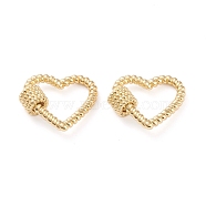 Brass Screw Carabiner Lock Charms, for Necklaces Making, Long-Lasting Plated, Heart, Real 18K Gold Plated, 23x26x3mm, Screw: 8x7mm(KK-L197-02G)