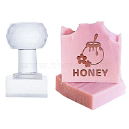 Clear Acrylic Soap Stamps with Big Handles, DIY Soap Molds Supplies, Honey Jar, 60x33x38mm, Pattern: 35x30mm(DIY-WH0438-039)