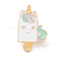 Unicorn Ice Cream Enamel Pin, Dainty Alloy Enamel Brooch for Backpack Clothes, Golden, Turquoise, 29x18x9mm(JEWB-A002-03E)