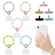 5Pcs Silicone Loop Phone Wrist Lanyard Strap, with 5Pcs Plastic Cell Phone Lanyard Tether, Mixed Color, 6~9cm(DIY-GL0004-43)