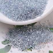 MIYUKI Delica Beads Small, Cylinder, Japanese Seed Beads, 15/0, (DBS0110)Transparent Light Marine Blue Gold Luster, 1.1x1.3mm, Hole: 0.7mm, about 175000pcs/bag, 50g/bag(SEED-X0054-DBS0110)