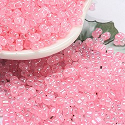 Ceylon Glass Seed Beads, Peanut, Pearl Pink, 4~4.5x2~2.5x2~2.5mm, Hole: 0.8~0.9mm, about 10000pcs/pound(SEED-K009-02B-40)