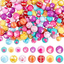 Elite 150Pcs 15 Style Opaque Acrylic Beads Sets, Round, Mixed Color, 11.5~16mm, Hole: 2~3mm, 10pcs/style(SACR-PH0002-14)