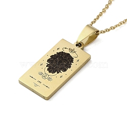 304 Stainless Steel Black Enamel Rectangle with Constellation Pendant Necklaces, Golden, Leo, 15.75~17.72 inch(40~45cm)(NJEW-I128-01F)