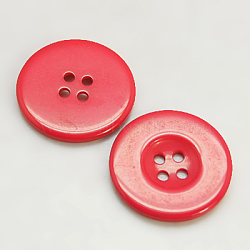 Resin Buttons, Dyed, Flat Round, Red, 15x2.5mm(RESI-D033-15mm-03)