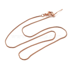 1.5mm Rack Plating Brass Box Chain Adjustable Slider Necklaces for Women Men, Cadmium Free & Lead Free, 901 Stainless Steel Clasp, Long-Lasting Plated, Rose Gold, 18.03 inch(45.8cm)(MAK-L044-35RG)