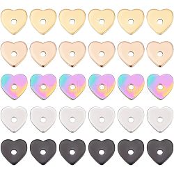 Unicraftale 60Pcs 5 Colors 304 Stainless Steel Beads, Heart, Mixed Color, 8x8x1mm, Hole: 1.5mm, 12pcs/color(STAS-UN0039-53)