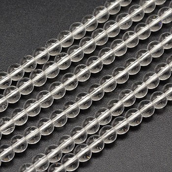 Synthetic Quartz Round Bead Strands, Clear, 4mm, Hole: 1mm, about 100pcs/strand, 15.7 inch