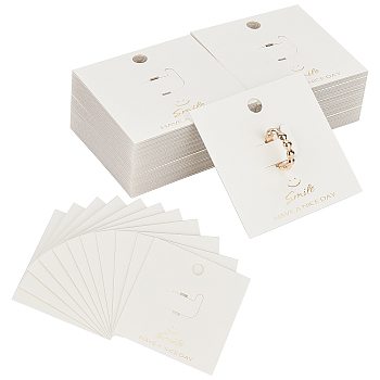 Plastic Ring Display Cards, Square, White, 2-3/4x2-3/4 inch(7x7cm), 95~100pcs/bag