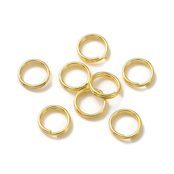 Brass Split Rings, Lead Free & Cadmium Free, Double Loops Jump Rings, Real 24K Gold Plated, 20 Gauge, 8x2mm, Inner Diameter: 6.3mm