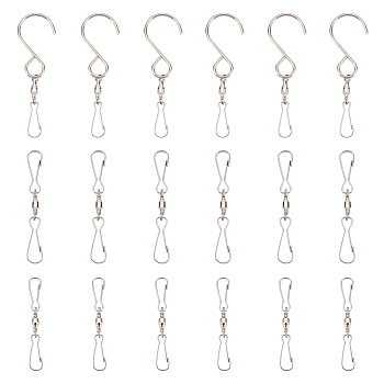 Stainless Steel Spinning Dual Clip Swivel Hooks, for Wind Spinners, Hanging Windsock, Wind Chimes Crystal Party Supply, Stainless Steel Color, 67~88mm, 30pcs/box