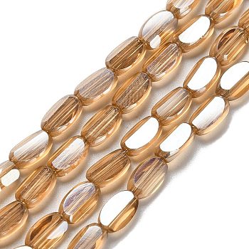 Electroplate Glass Beads Strands, Oval, Faceted, Peru, 6x3.5x2.5mm, Hole: 1mm, about 53~54pcs/strand, 11.73''~12.01''(29.8~30.5cm)